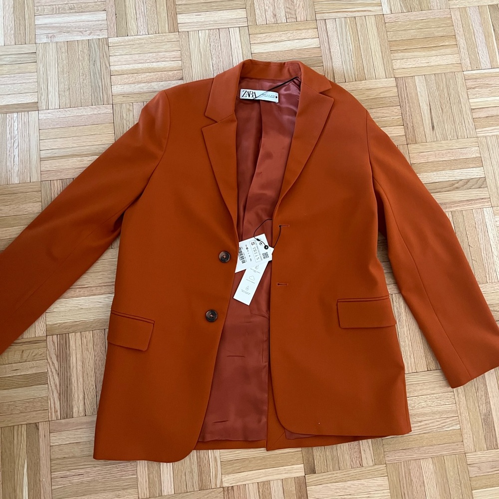 Burnt Orange Zara Oversized Blazer